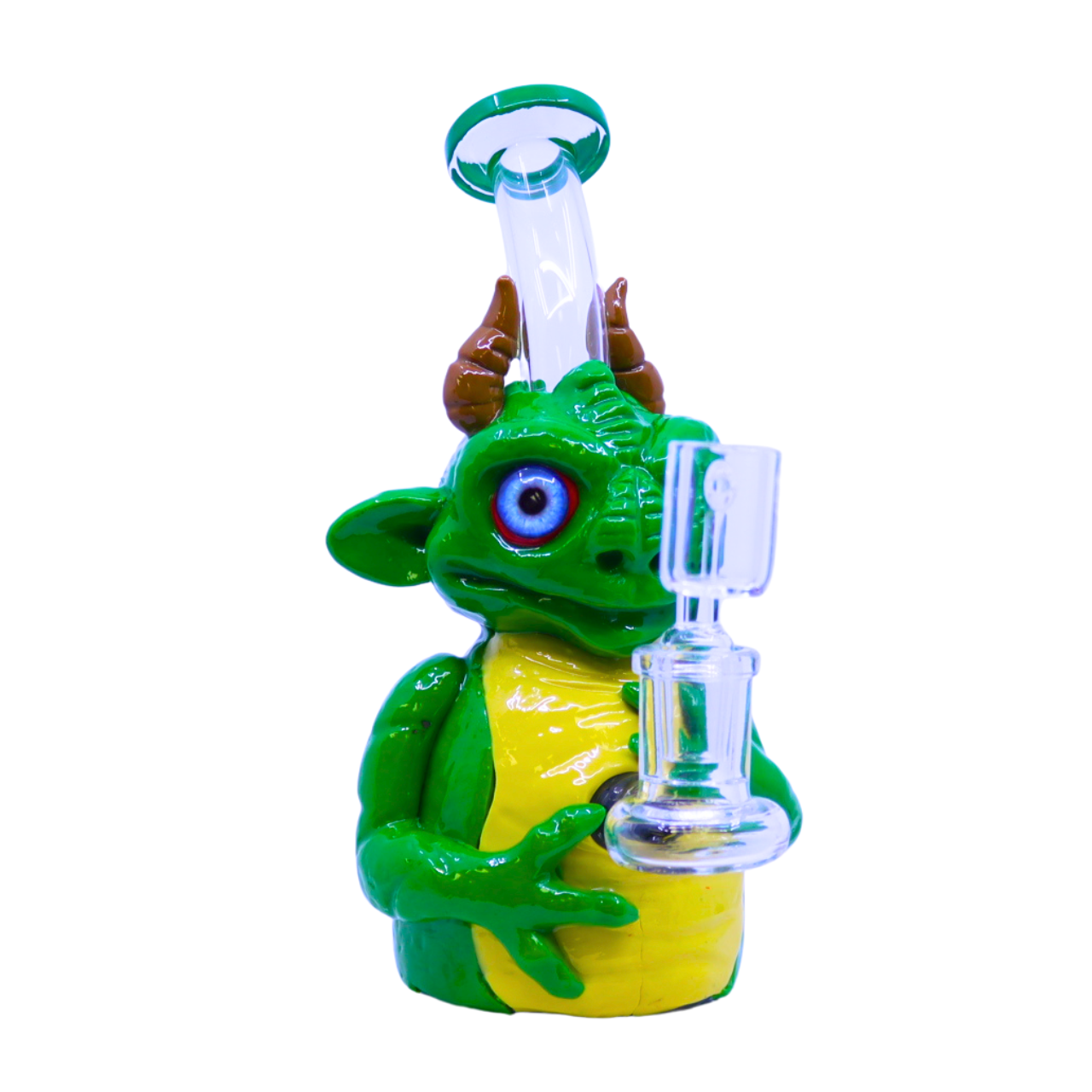 PREMIUM GLASS GREEN MONSTER ALIEN DESIGN BEAKER 7" WATERPIPE (WP-626)